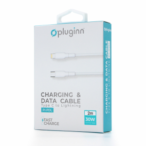 Data cable Pluginn PL-PDL 30W Type-C to Lightning - white 2m